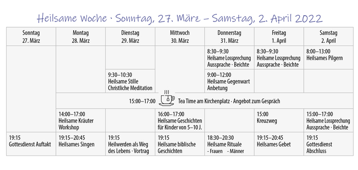 Übersicht Heilsame Woche 2022